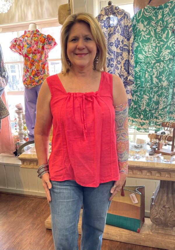 Italian Linen Square Neckline Tank Top