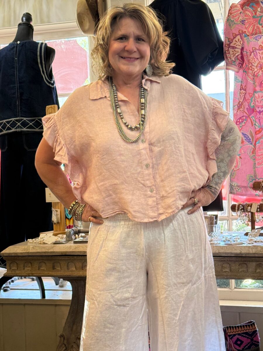 Linen-button-front-ruffle-blush Linen-button-front-ruffle-blush