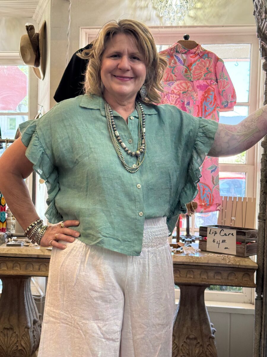 Linen-button-front-ruffle-mint-gree Linen-button-front-ruffle-mint-gree